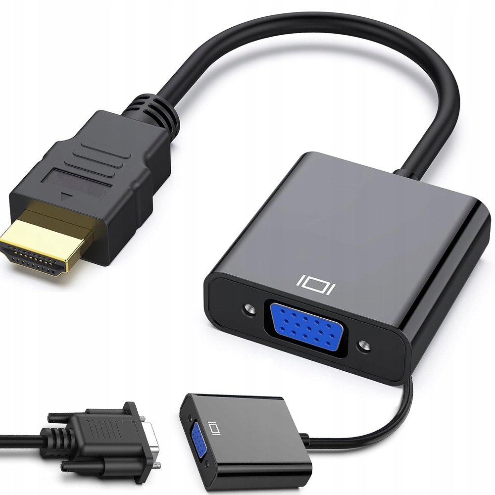 KONWERTER ADAPTER PRZEJŚCIÓWKA Z HDMI NA DO VGA D-SUB KABEL CZARNY