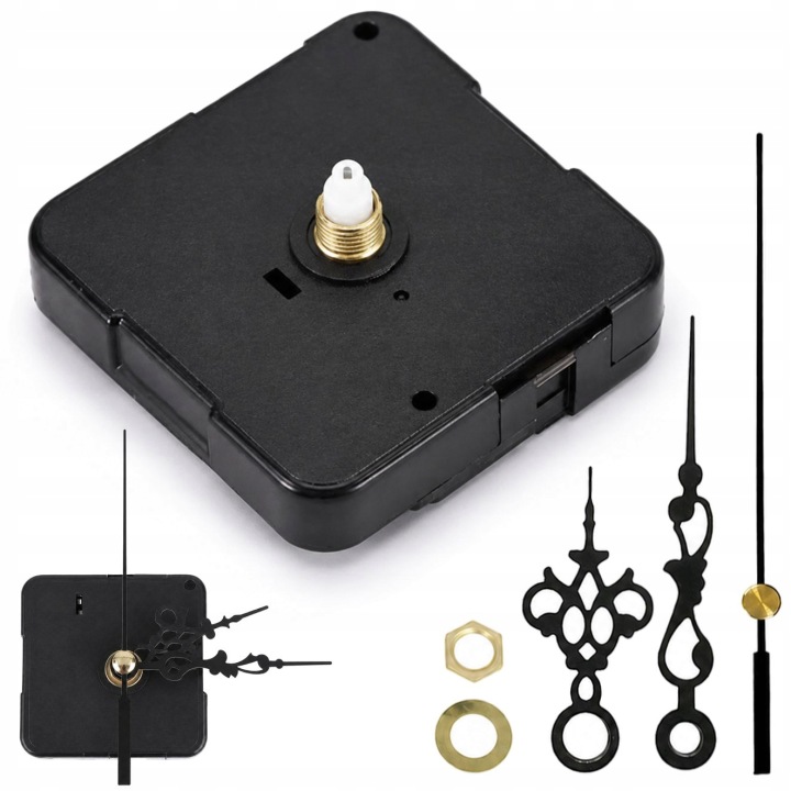 MECHANIZM DO ZEGARA KWARCOWEGO ŚCIENNEGO CICHY 5168-S ZE WSKAZÓWKAMI OZDOBNYMI