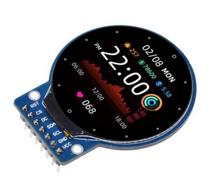 Wyświetlacz LCD TFT 1.28" 240x240 okrągły SPI 7-pin GC9A01