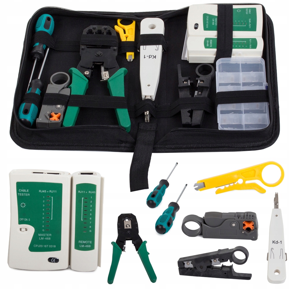 TESTER SIECIOWY ZESTAW LSA ZACISKARKA WCISKARKA RJ45 ETUI