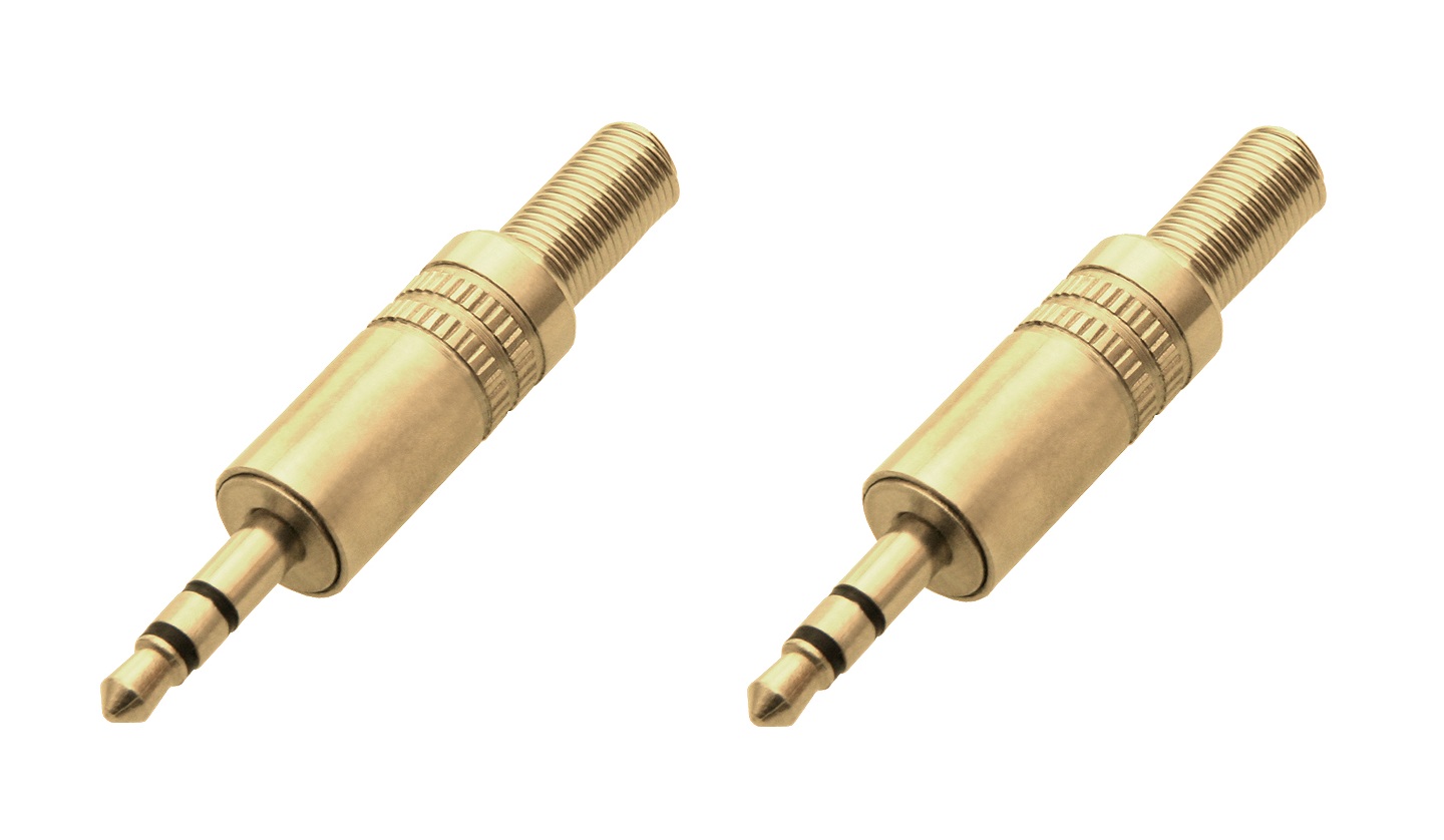 2 Sztuki WTYK MINI JACK 3,5 STEREO ZŁOTY 