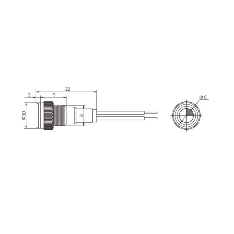 KONTROLKA LED 10 MM 12V METALOWA ŻÓŁTA