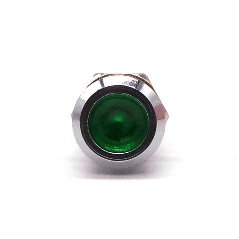 KONTROLKA LED 10 MM 12V METALOWA ZIELONA