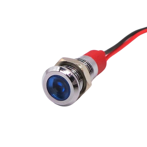 KONTROLKA LED 10 MM 12V METALOWA NIEBIESKA