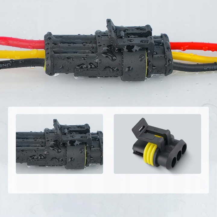 KOSTKA 3 PIN SUPERSEAL WTYK ZŁĄCZE HERMETYCZNE DO ZALUTOWANIA Z PRZEWODAMI