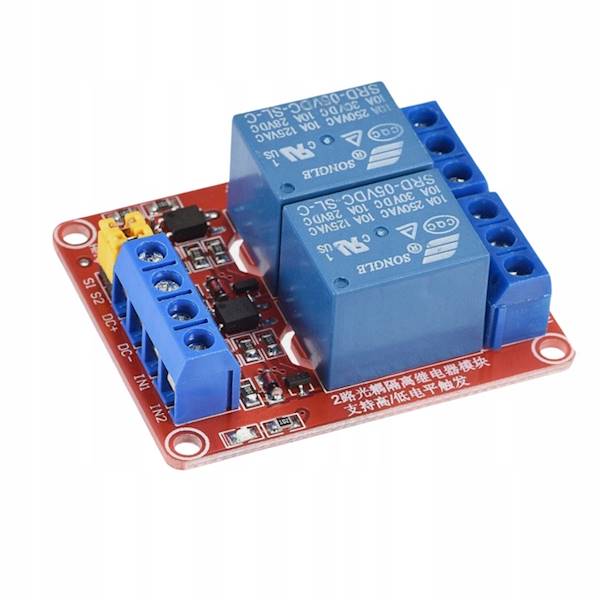 Moduł przekaźnika 2-kanałowego z optoizolacją 5V 10A L/H Arduino