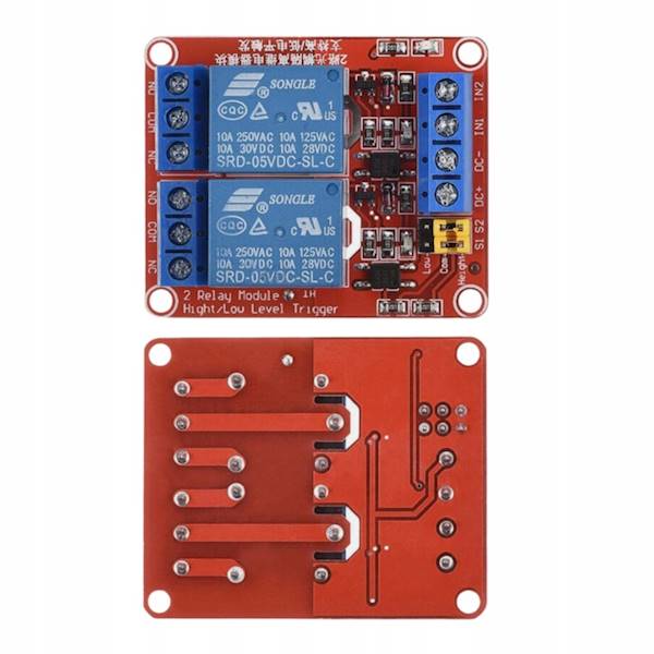 Moduł przekaźnika 2-kanałowego z optoizolacją 5V 10A L/H Arduino