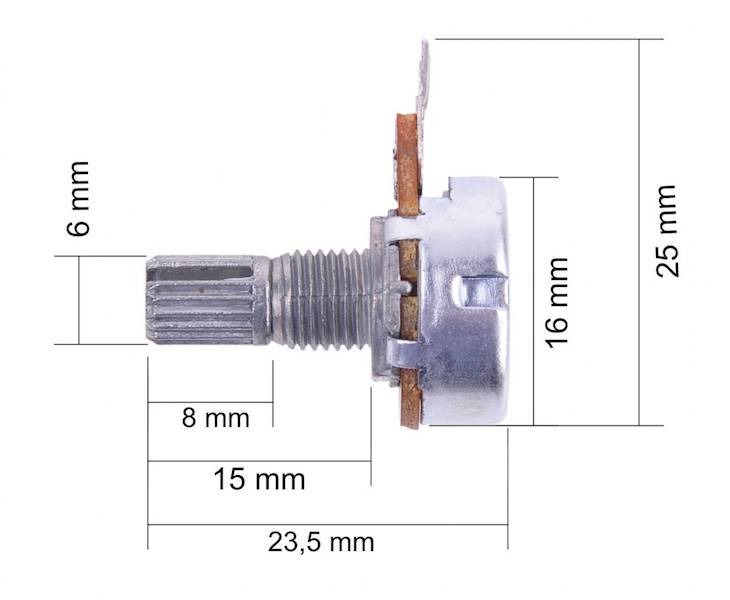 POTENCJOMETR OBROTOWY LINIOWY 500R 3 PIN