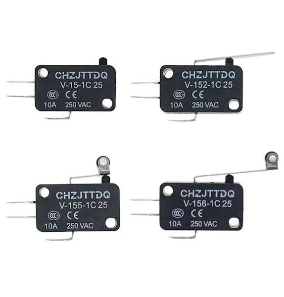 MIKROPRZEŁĄCZNIK KRAŃCOWY V-15-1C25 16x28mm Z PRZYCISKIEM 16A 250V NO NC