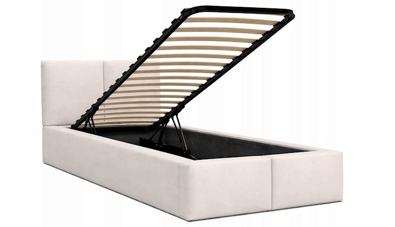 Łóżko: FRESIA 090x200 (welur: kremowy) stelażmetal