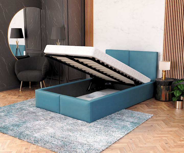 Łóżko: FRESIA 120x200 (welur turkus) stelaż metal