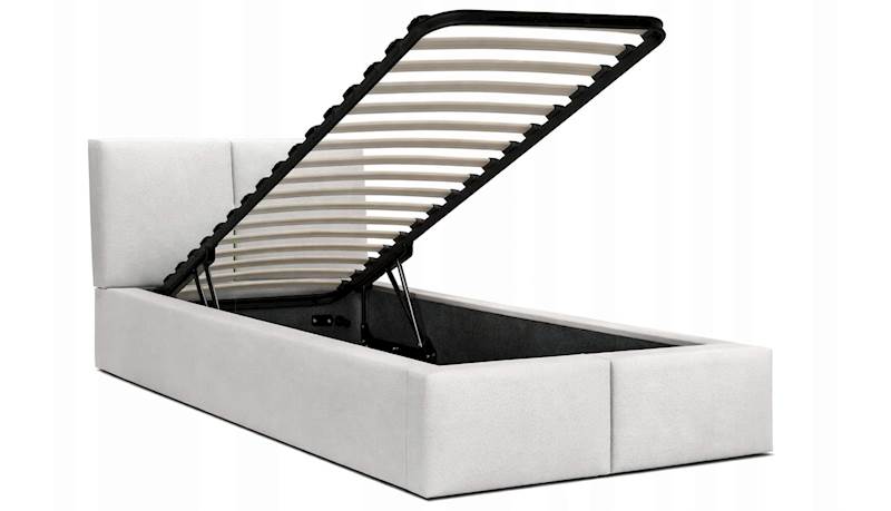 Łóżko: FRESIA 090x200 (welur: biały) stelaż metal
