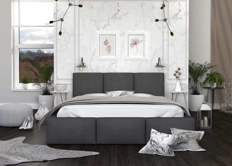 Łóżko: FRESIA 140x200 (welur grafit) stelaż metalowy