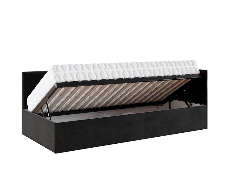 Łóżko: EDDY 100x200 (welur czarny) stel.metal