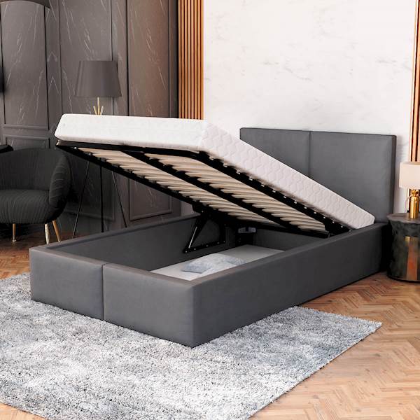 Łóżko: FRESIA 120x200 (welur grafit) stelaż metal