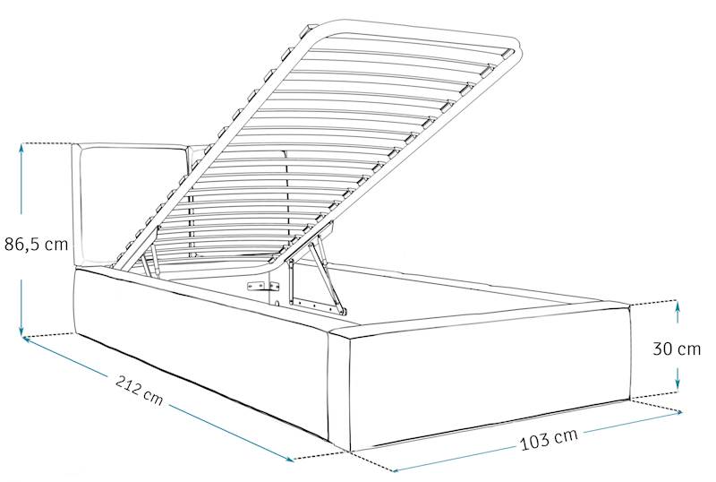 Łóżko: FRESIA 090x200 (welur: szary) stelaż metal
