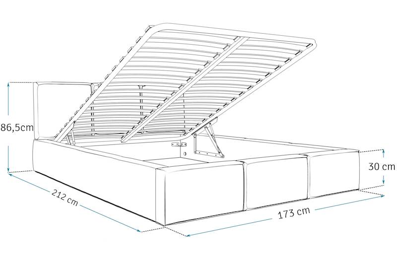 Łóżko: FRESIA 160x200 (welur turkus) stelaż metalowy