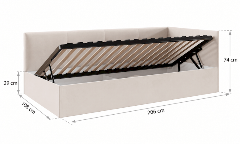 Łóżko: EDDY 100x200 (welur kremowy) stel.metal