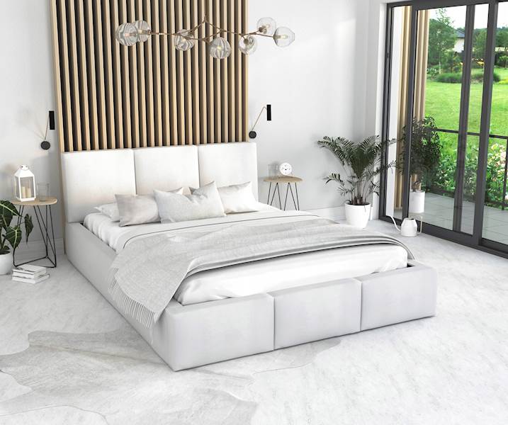 Łóżko: FRESIA 180x200 (welur biały) stelaż metalowy