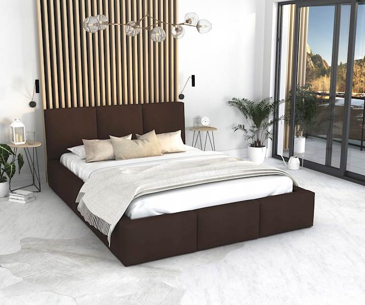 Łóżko: FRESIA 140x200 (welur brąz) stelaż metalowy