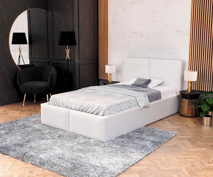 Łóżko: FRESIA 120x200 (welur biały) stelaż metal