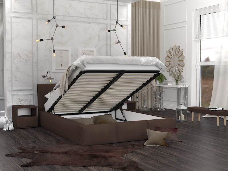 Łóżko: FRESIA 160x200 (welur brązowy) stelaż metalowy