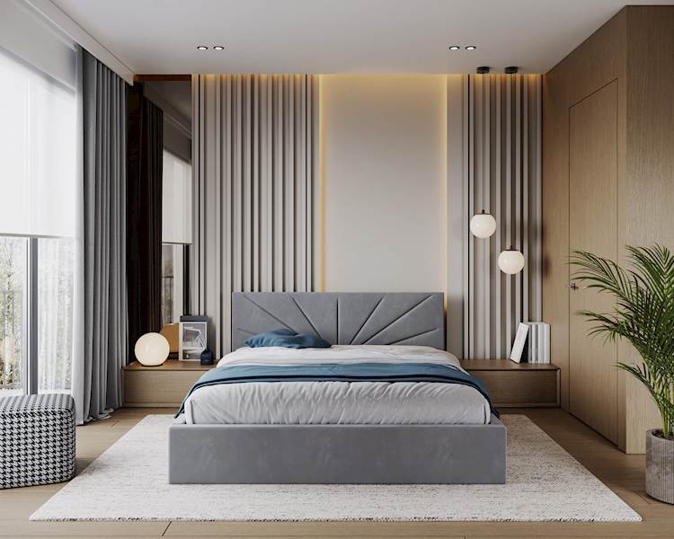 Łóżko: GEORGIA 160x200 (welur szary) st.metal