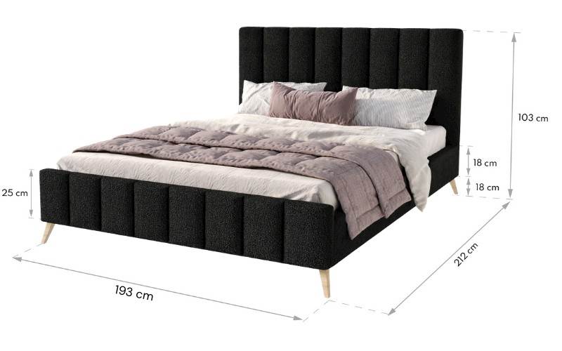 Łóżko: FRASCA 180x200 (boucle czarny)