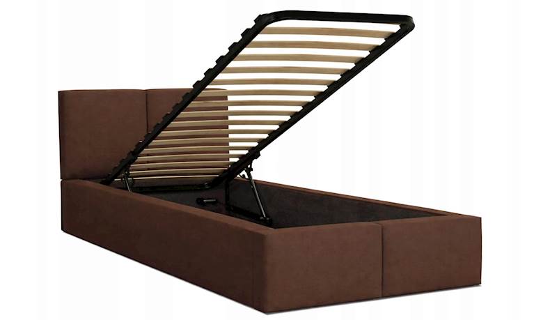 Łóżko: FRESIA 090x200 (welur: brąz) stelaż metal