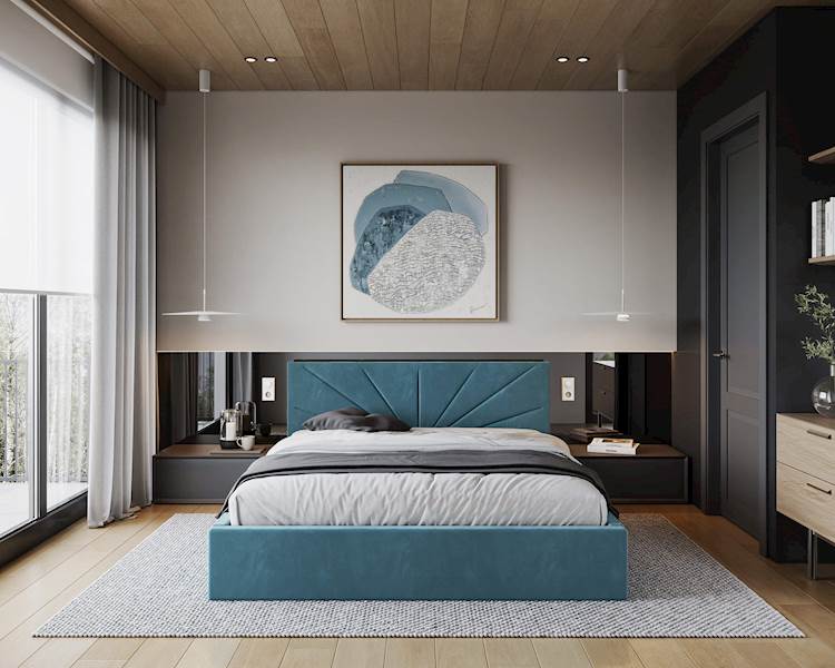 Łóżko: GEORGIA 160x200 (welur turkus) st.metal