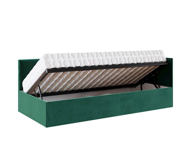 Łóżko: EDDY 100x200 (welur but. zieleń) stel.metal