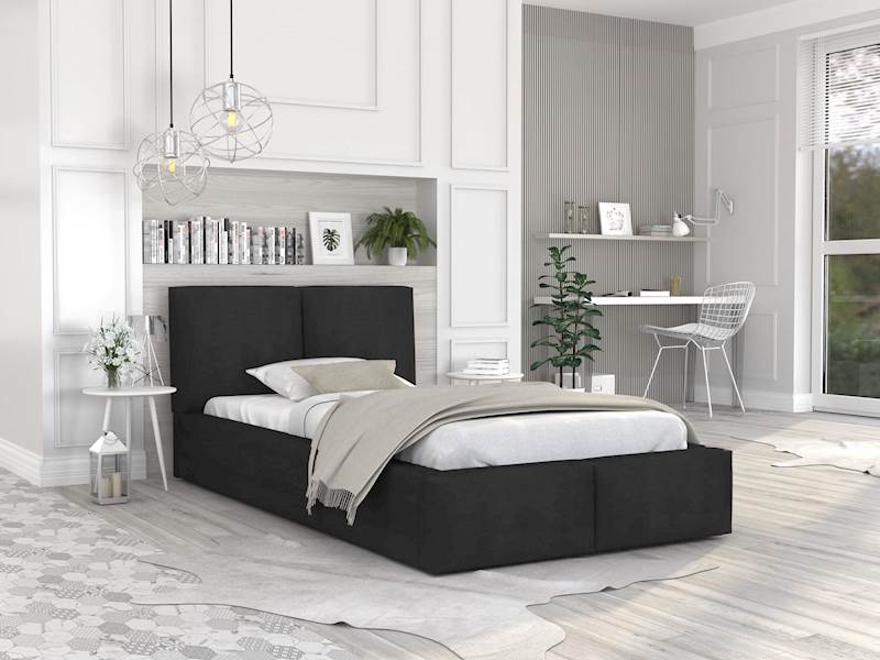 Łóżko: FRESIA 120x200 (welur czarny) stelaż metal