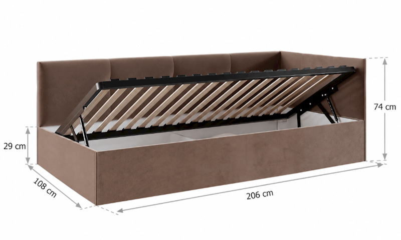 Łóżko: EDDY 100x200 (welur brązowy) stel.metal