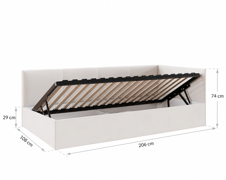 Łóżko: EDDY 100x200 (welur biały) stel.metal