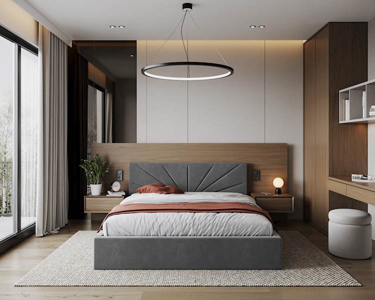 Łóżko: GEORGIA 180x200 (welur grafit) st.metal