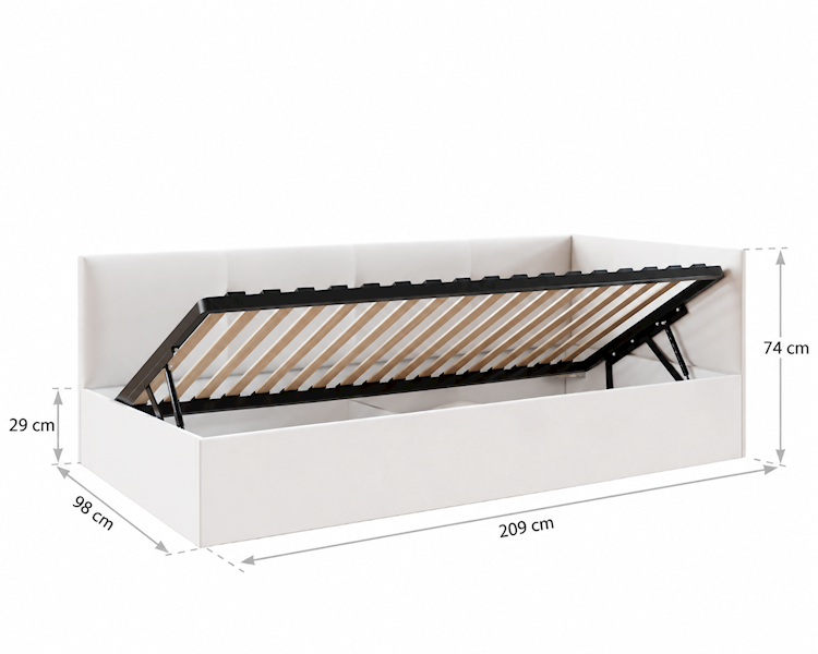 Łóżko: EDDY 090x200 (welur biały) stel.metal