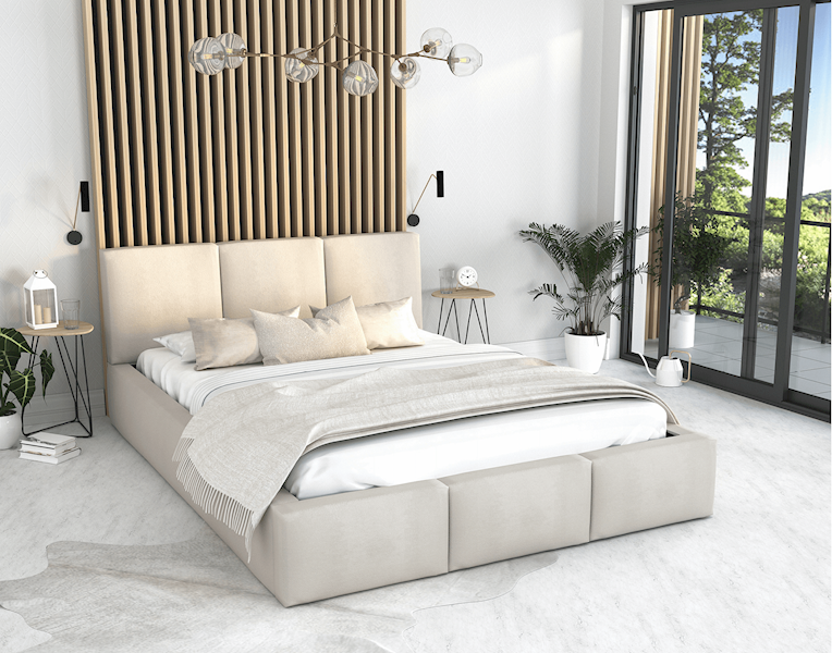 Łóżko: FRESIA 180x200 (welur kremowy) stelaż metalowy