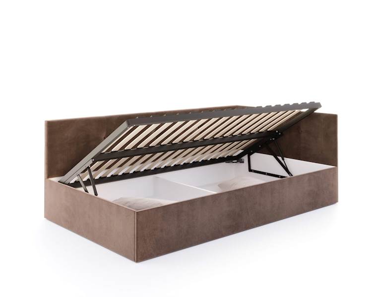 Łóżko: EDDY 120x200 (welur brązowy) stel.metal