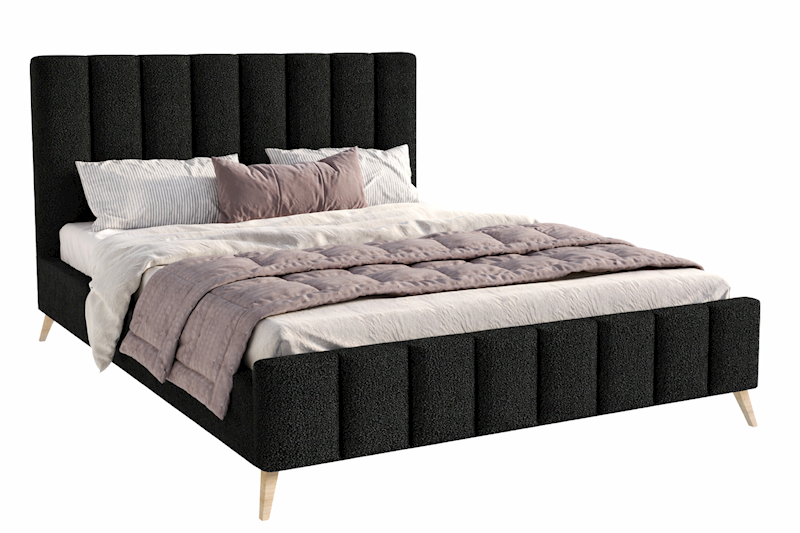 Łóżko: FRASCA 160x200 (boucle czarny)