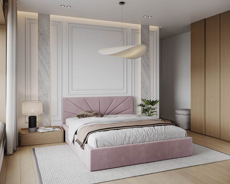 Łóżko: GEORGIA 120x200 (welur jasny róż) st.metal