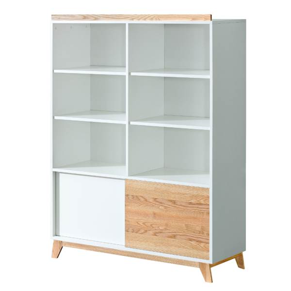 Nordik - Duży regał 120 cm - Jesion + biały