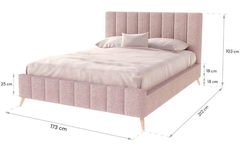 Łóżko: FRASCA 160x200 (boucle pastelowy róż)