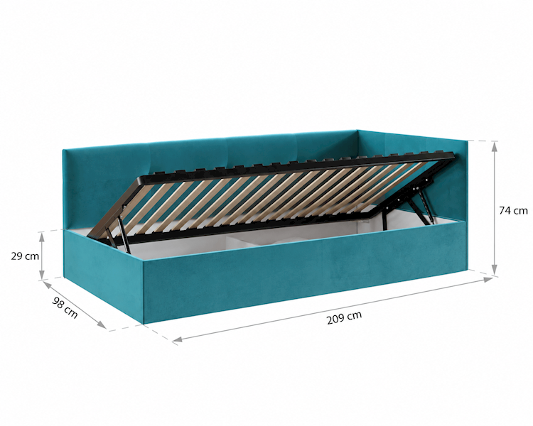 Łóżko: EDDY 090x200 (welur turkus) stel.metal