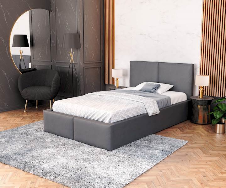 Łóżko: FRESIA 120x200 (welur grafit) stelaż metal