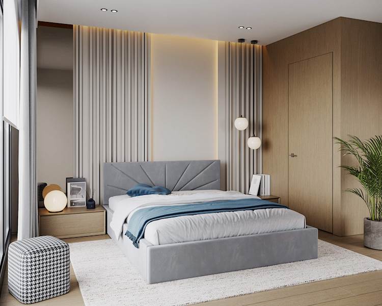 Łóżko: GEORGIA 120x200 (welur szary) st.metal