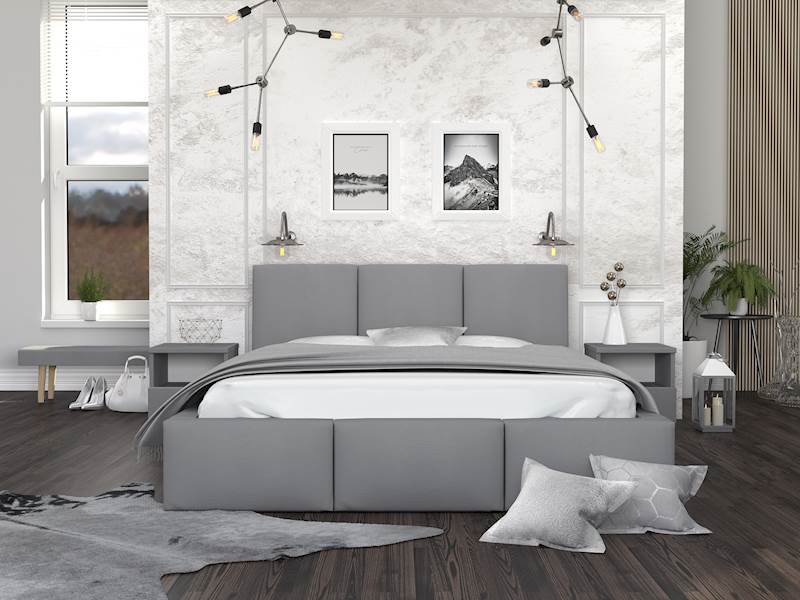 Łóżko: FRESIA 180x200 (welur szary) stelaż metalowy