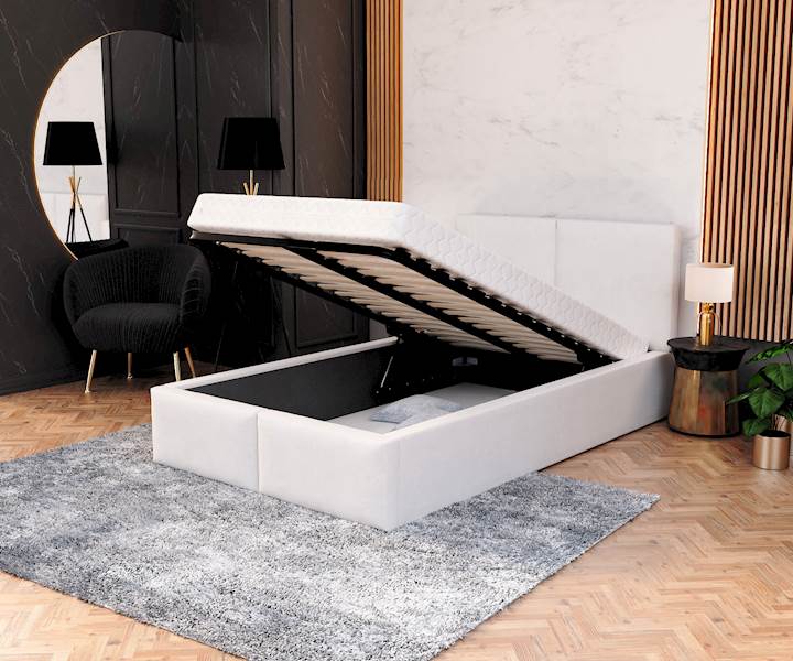 Łóżko: FRESIA 120x200 (welur biały) stelaż metal