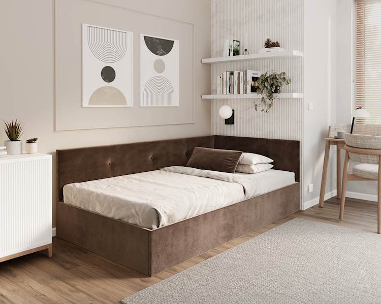 Łóżko: EDDY 120x200 (welur brązowy) stel.metal