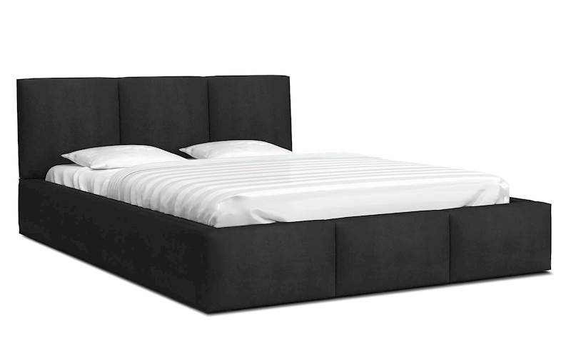 Łóżko: FRESIA 160x200 (welur czarny) stelaż metalowy