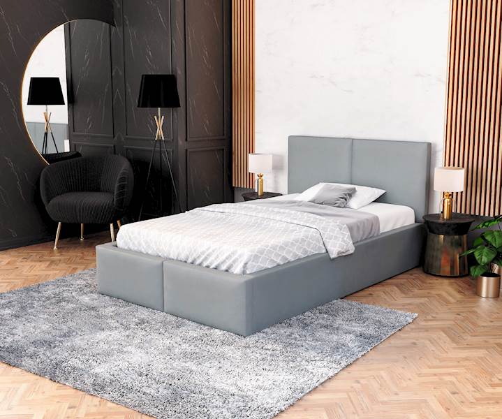 Łóżko: FRESIA 120x200 (welur szary) stelaż metal